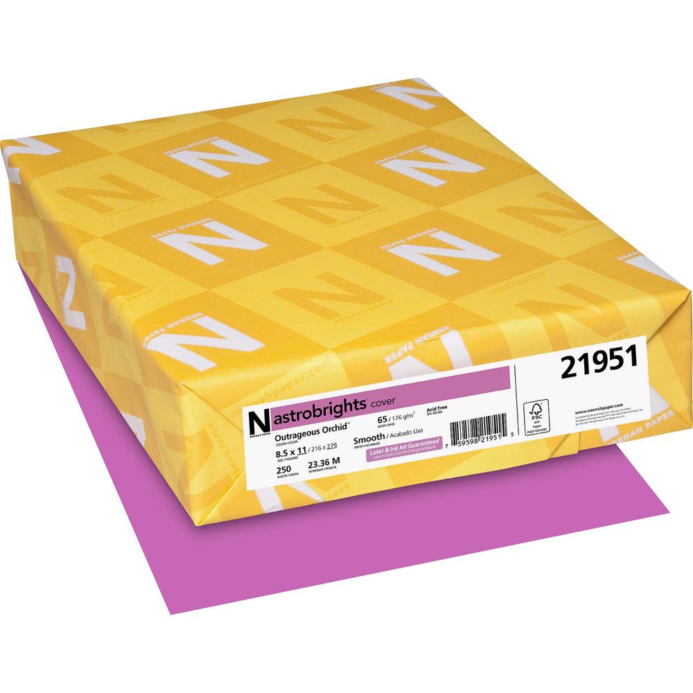Astrobrights Color Cover Stock - Orchid - Letter - 8 1/2" x 11" - 65 lb Basis Weight - 250 / Pack - FSC - Acid-free, Lignin-free - Outrageous Orchid. Picture 1