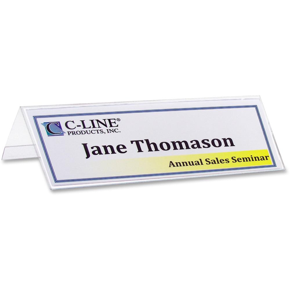 C-Line Heavyweight Rigid Plastic Name Tent Holder - Medium Size, 2-1/2 x 8-1/2, 25/BX, 87597. Picture 1