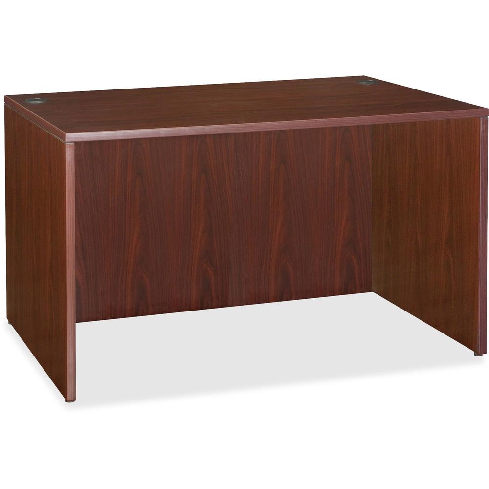 Lorell Essentials Series Rectangular Desk Shell - 29.5" Height x 47.3" Width x 29.5" Depth x 1" Thickness - Finish: Laminate, Mahogany - Grommet, Modesty Panel, Cord Management, Adjustable Feet - 1 Ea. Picture 1