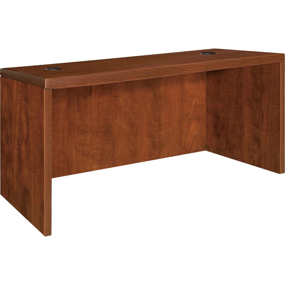 Lorell Essentials Series Rectangular Desk Shell - 29.5" Height x 47.3" Width x 29.5" Depth x 1" Thickness - Finish: Cherry, Laminate - Grommet, Modesty Panel, Cord Management, Adjustable Feet - 1 Each. Picture 1