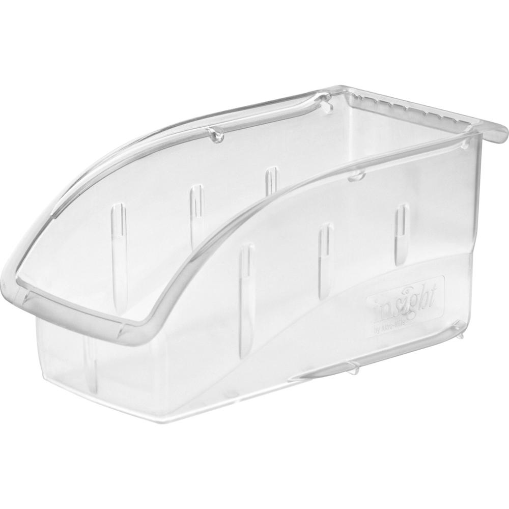 Akro-Mils Insight Ultra Clear Bin - Internal Dimensions: 9.44" Length x 4.13" Width x 4.44" Height - External Dimensions: 10.9" Length x 5.5" Width x 5.3" Height - 25 lb - Stackable - Polycarbonate - . Picture 1