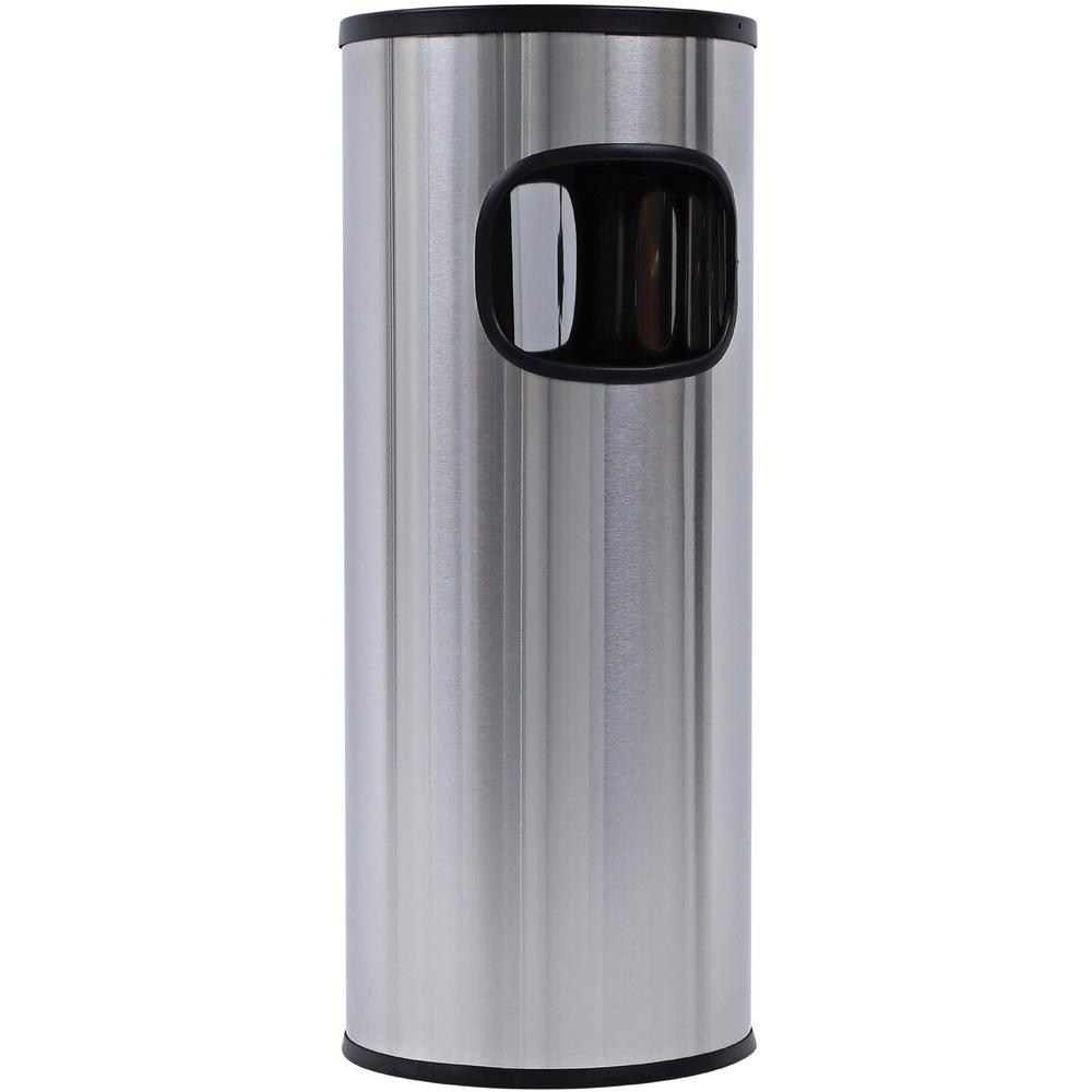 Genuine Joe Fire-safe 3-Gallon Ashtray Receptacle - 3 gal Capacity - Removable Lid, Fire-Safe, Compact - Aluminum, Stainless Steel - Stainless Steel - 1 Each. Picture 1