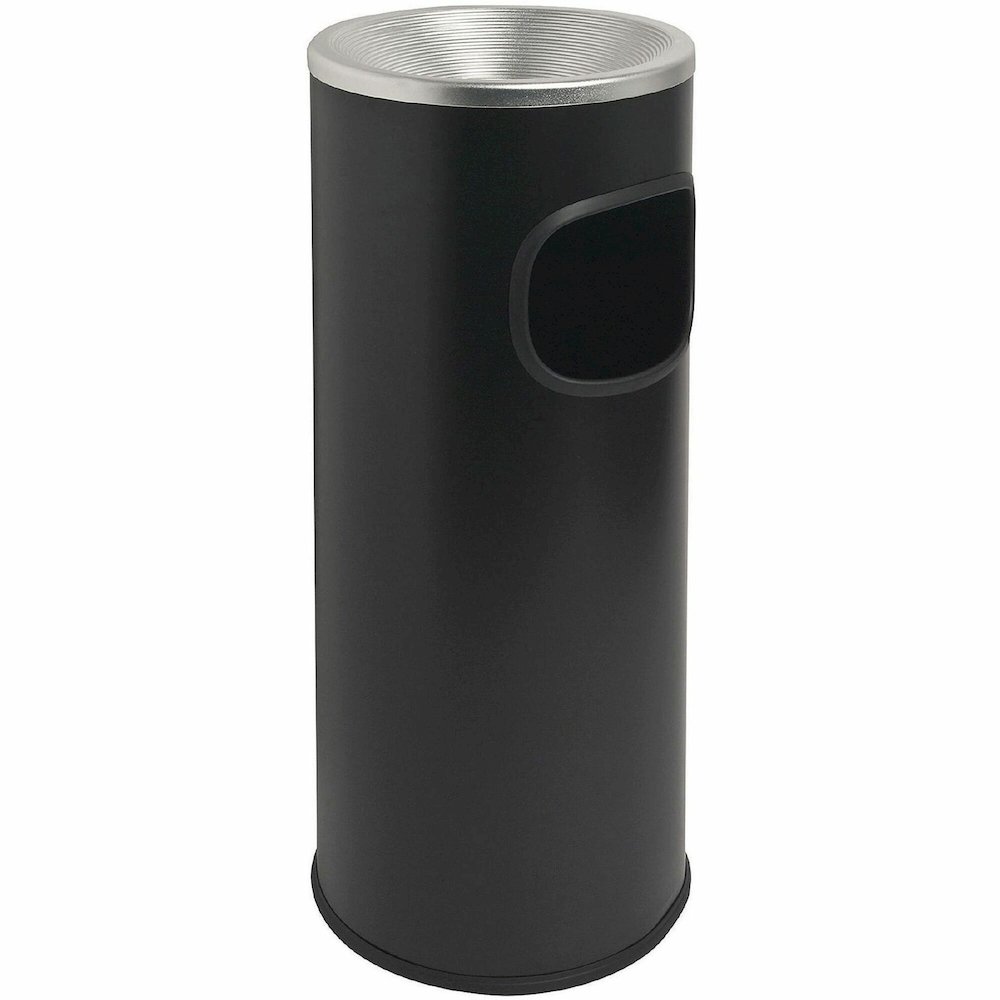 Genuine Joe Fire-safe 3-Gallon Ashtray Receptacle - 3 gal Capacity - Removable Lid, Fire-Safe - 28" Height x 11" Width - Aluminum, Stainless Steel - Aluminum, Black - 1 Each. Picture 1