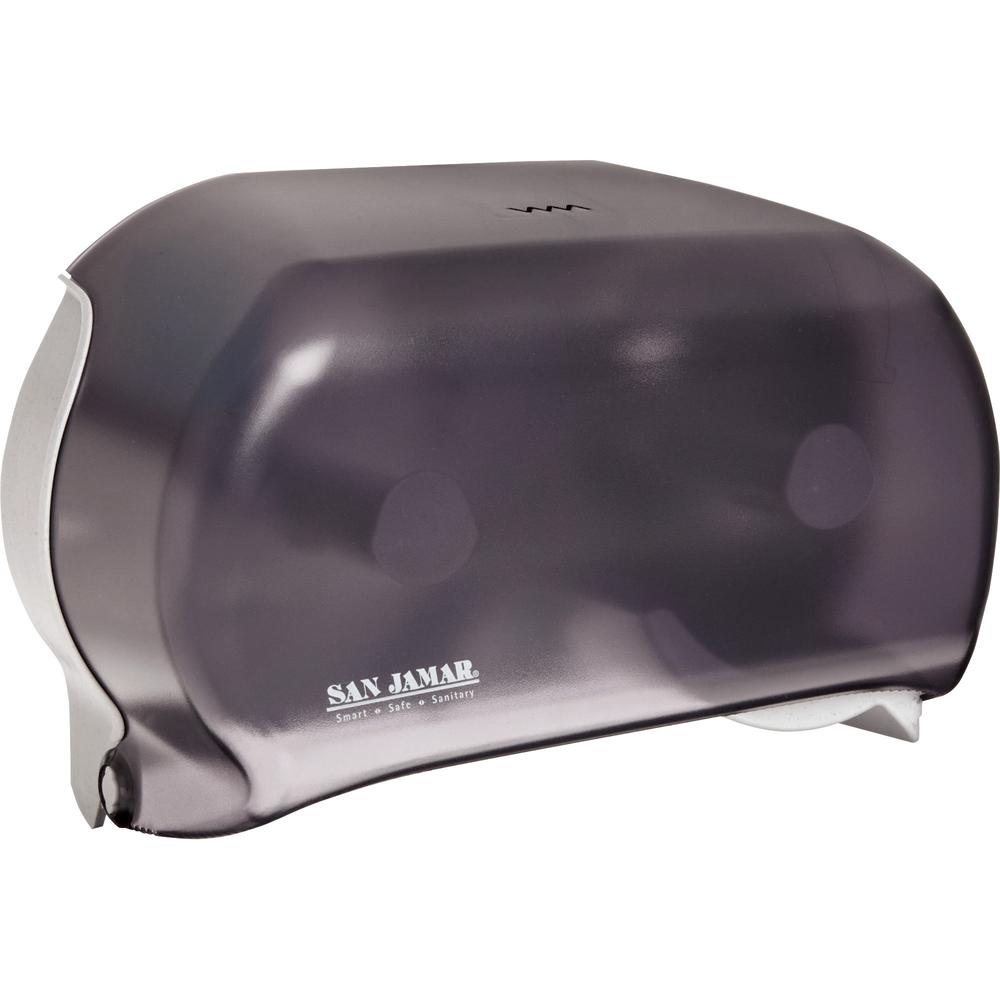 San Jamar Dual Roll Tissue Dispenser - Roll Dispenser - 2 x Roll - 12.8" Height x 12.2" Width x 5.7" Depth - Plastic - Black Pearl - Ergonomic, Hygienic, Translucent, Compact, Contemporary Style, Dura. Picture 1