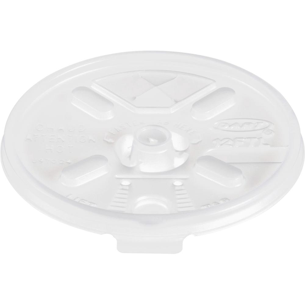 Dart Lift-n-Lock Coffee Cup Clear Lids - Dome - Plastic - White, Translucent - 100/Bag - 10 / Carton. Picture 1