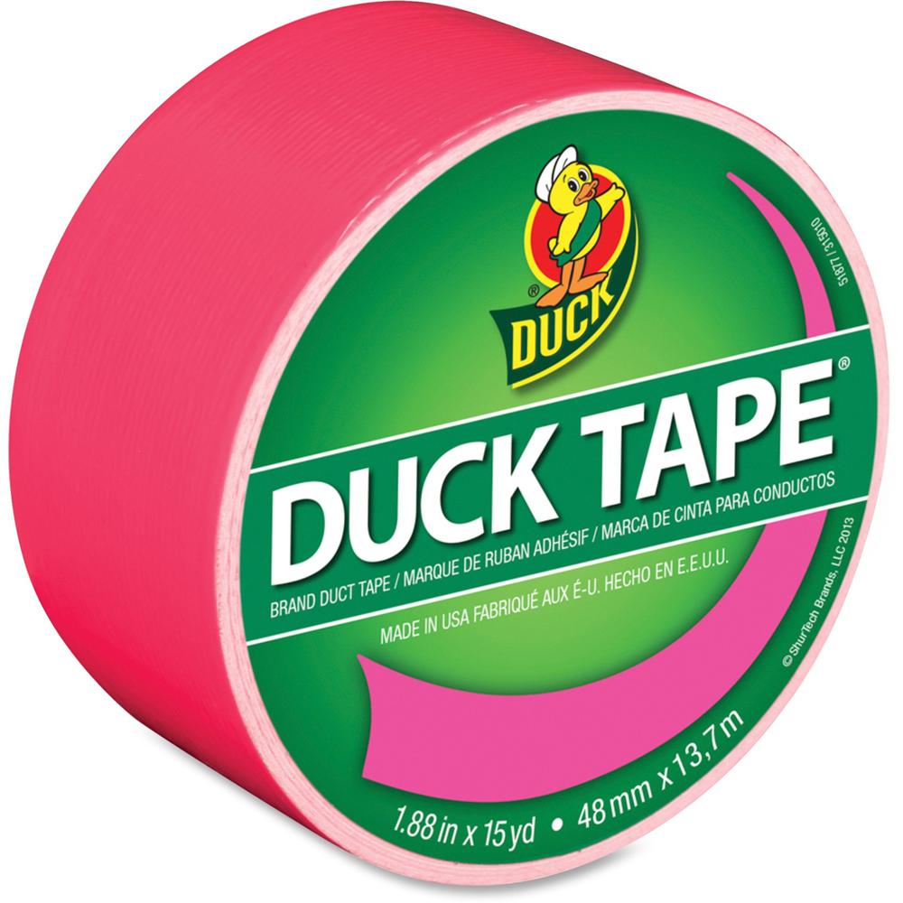 Duck Brand Color Duct Tape - 15 yd Length x 1.88" Width - For Color Coding, Repairing, Packing, Crafting - 1 / Roll - Pink. Picture 1