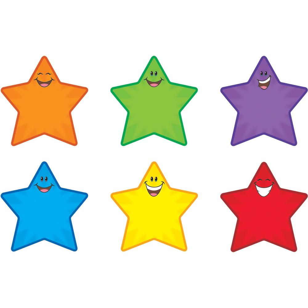 Trend Smiling Stars Accents - 36 x Smiley Star Shape - Precut - 5.50" Height - Assorted - 36 / Pack. Picture 1
