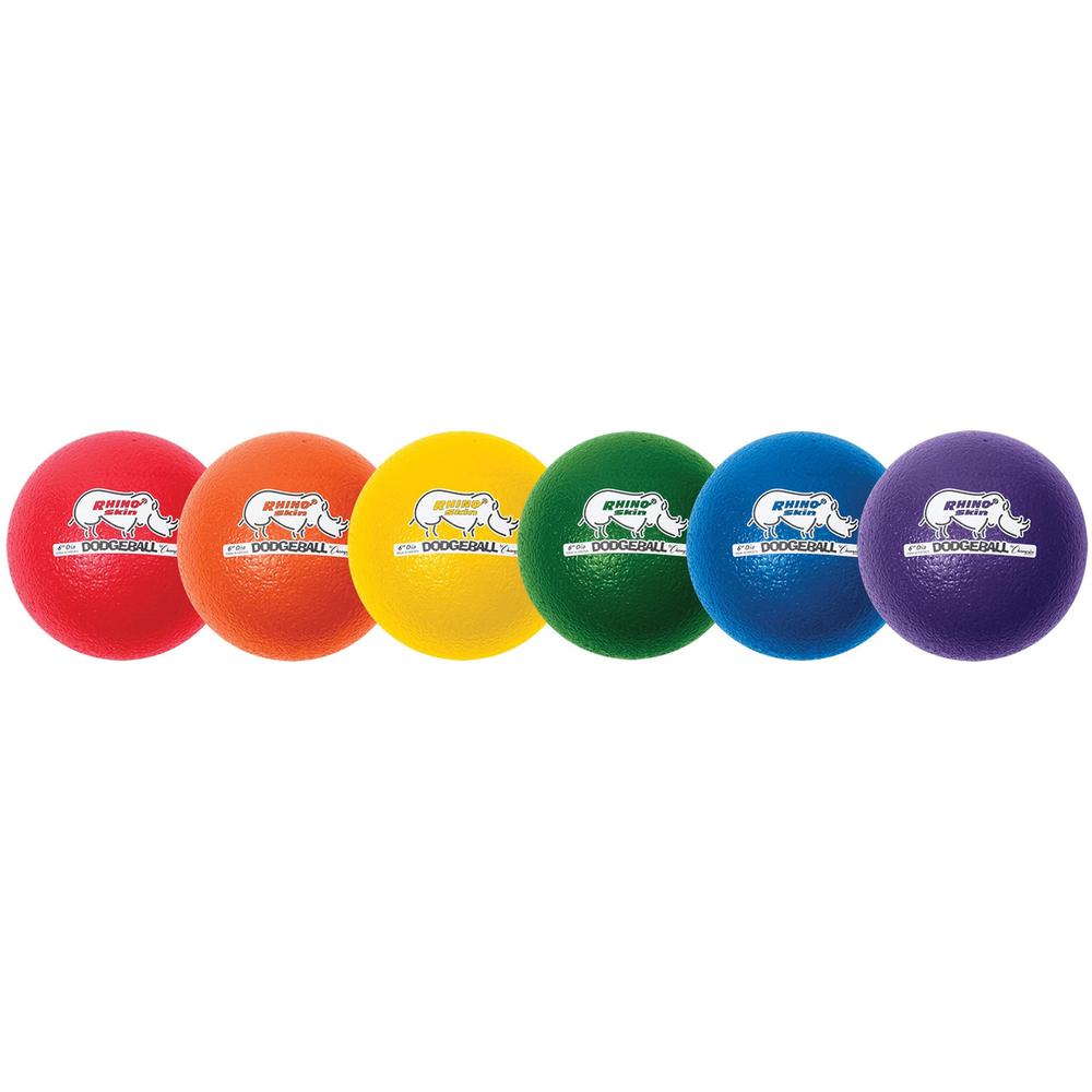 Champion Sports Rhino Skin Low Bounce Dodgeball Set - 6.30" - Low Density Foam - Dodgeball - Red, Orange, Yellow, Green, Blue, Purple - 6 / Set. Picture 1