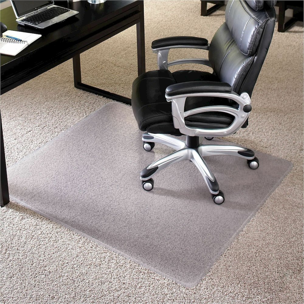ES ROBBINS High-Pile Carpet Chair Mat - Pile Carpet, High Pile Carpet - 60" Length x 46" Width x 1" Thickness - Rectangular - Vinyl - Clear - 1 Each. Picture 1