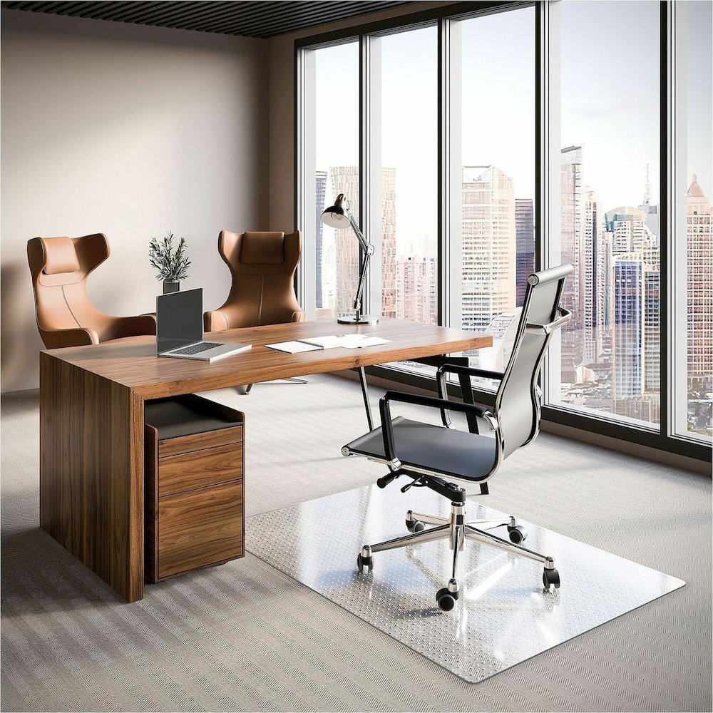 ES ROBBINS EverLife Rectangular Chair Mat - Pile Carpet - 60" Length x 46" Width x 0.250" Thickness - Rectangular - Vinyl - Clear - 1 Each. Picture 1