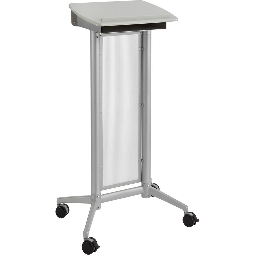 Safco Impromptu Lectern - Rectangle Top - 46.50" Height x 26.50" Width x 18.75" Depth - Assembly Required - Gray, Powder Coated. Picture 1