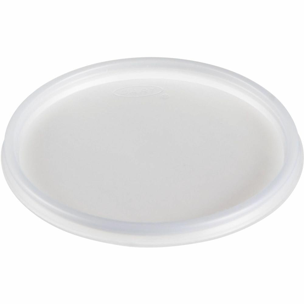 Dart 20 oz HIPS Plastic Non-vented Lid - Translucent - Breakroom - 4.2" Diameter - Translucent - Plastic, Foam, Polystyrene Body - 100/Pack - 10 / Carton. Picture 1