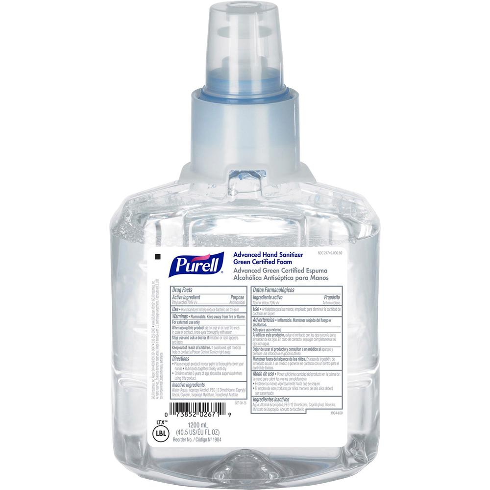 PURELL&reg; Hand Sanitizer Foam Refill - 40.6 fl oz (1200 mL) - Hand, Skin - Clear - Fragrance-free, Dye-free - 1 Each. Picture 1