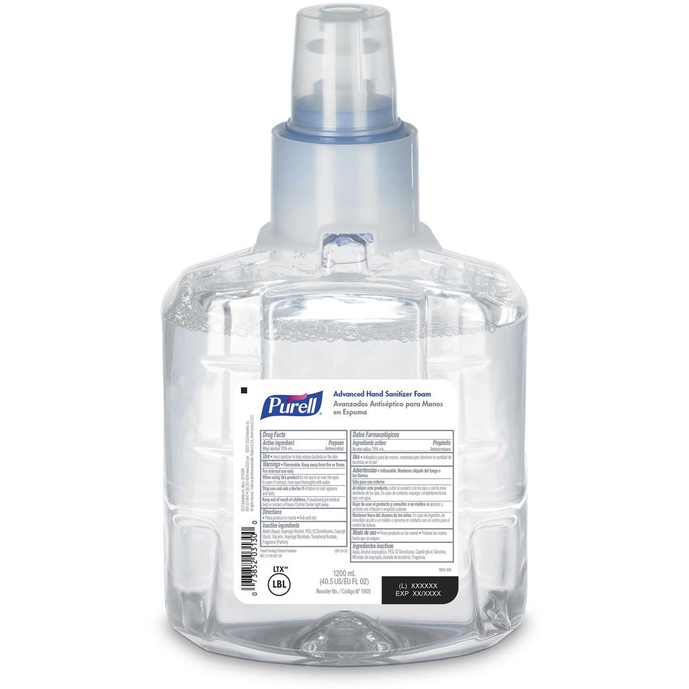 PURELL&reg; Hand Sanitizer Foam Refill - Clean Scent - 40.6 fl oz (1200 mL) - Kill Germs - Skin, Hand - Moisturizing - Clear - Chemical-free - 1 Each. Picture 1