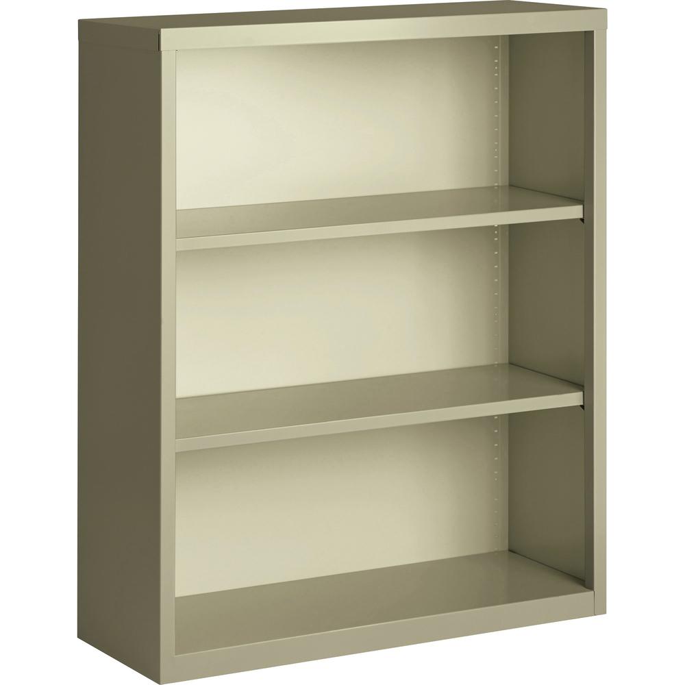 Lorell Fortress Series Bookcase - 34.5" Width x 13" Depth x 42" Height - 3 x Shelf(ves) - Putty - Powder Coated - Steel - Yes. Picture 1