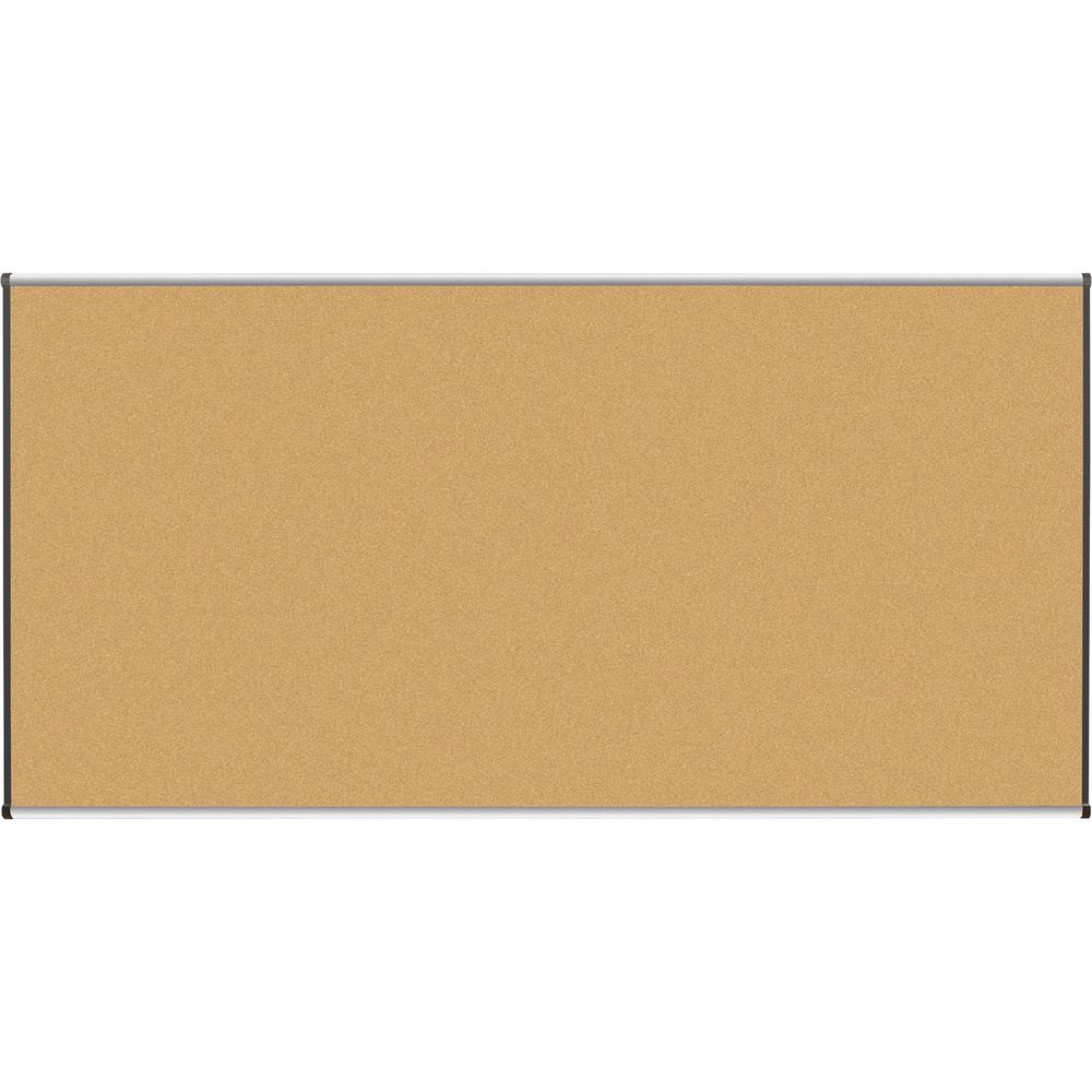Lorell Satin-Finish Bulletin Board - 96" Board Height x 48" Board Width - Natural Cork Surface - Durable, Self-healing - Silver Anodized Aluminum Frame - 1 Each. Picture 1
