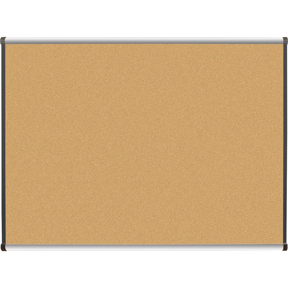 Lorell Satin-Finish Bulletin Board - 48" Board Height x 36" Board Width - Natural Cork Surface - Durable, Self-healing - Silver Anodized Aluminum Frame - 1 Each. Picture 1