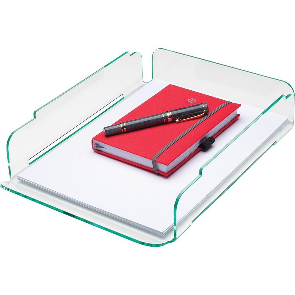 Lorell Single Stacking Document Tray - Desktop - Durable, Lightweight, Non-skid, Stackable - Clear - Acrylic - 1 Each. Picture 1