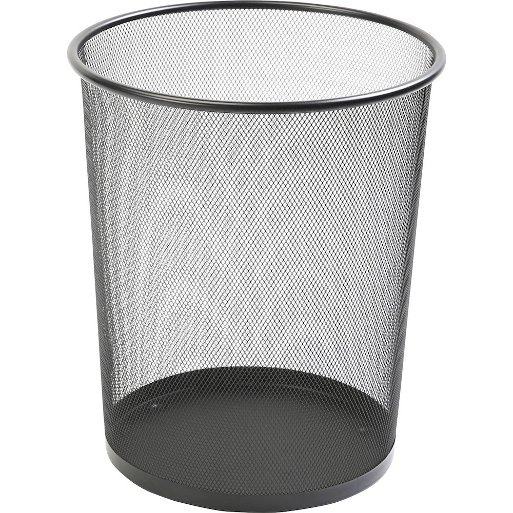 Lorell Mesh Waste Bin - 4.70 gal Capacity - Round - 14.3" Height x 12" Diameter - Steel - Black - 1 Each. Picture 1