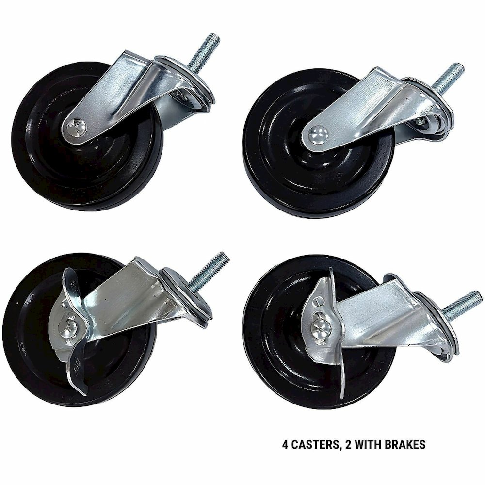 Lorell Industrial Wire Shelving Caster Kit - 4" Diameter - Black - 1 Set. Picture 1