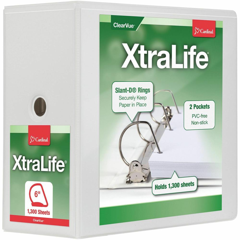 Cardinal Xtralife ClearVue Locking Slant-D Binders - 6" Binder Capacity - Letter - 8 1/2" x 11" Sheet Size - 1300 Sheet Capacity - 5 1/2" Spine Width - 3 x D-Ring Fastener(s) - 2 Inside Front & Back P. Picture 1