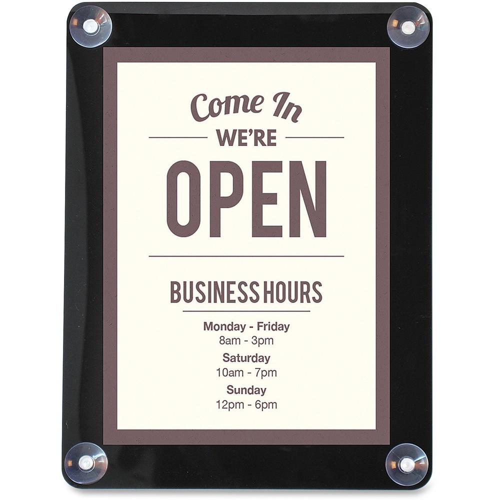 Deflecto Window Display - 1 Each - 8.5" Width x 11" Height - Rectangular Shape - Glass-mountable, Window-mountable - Double Sided - UV Protected, Heat Resistant, Suction Cup - Restaurant, Door, Wall -. Picture 1