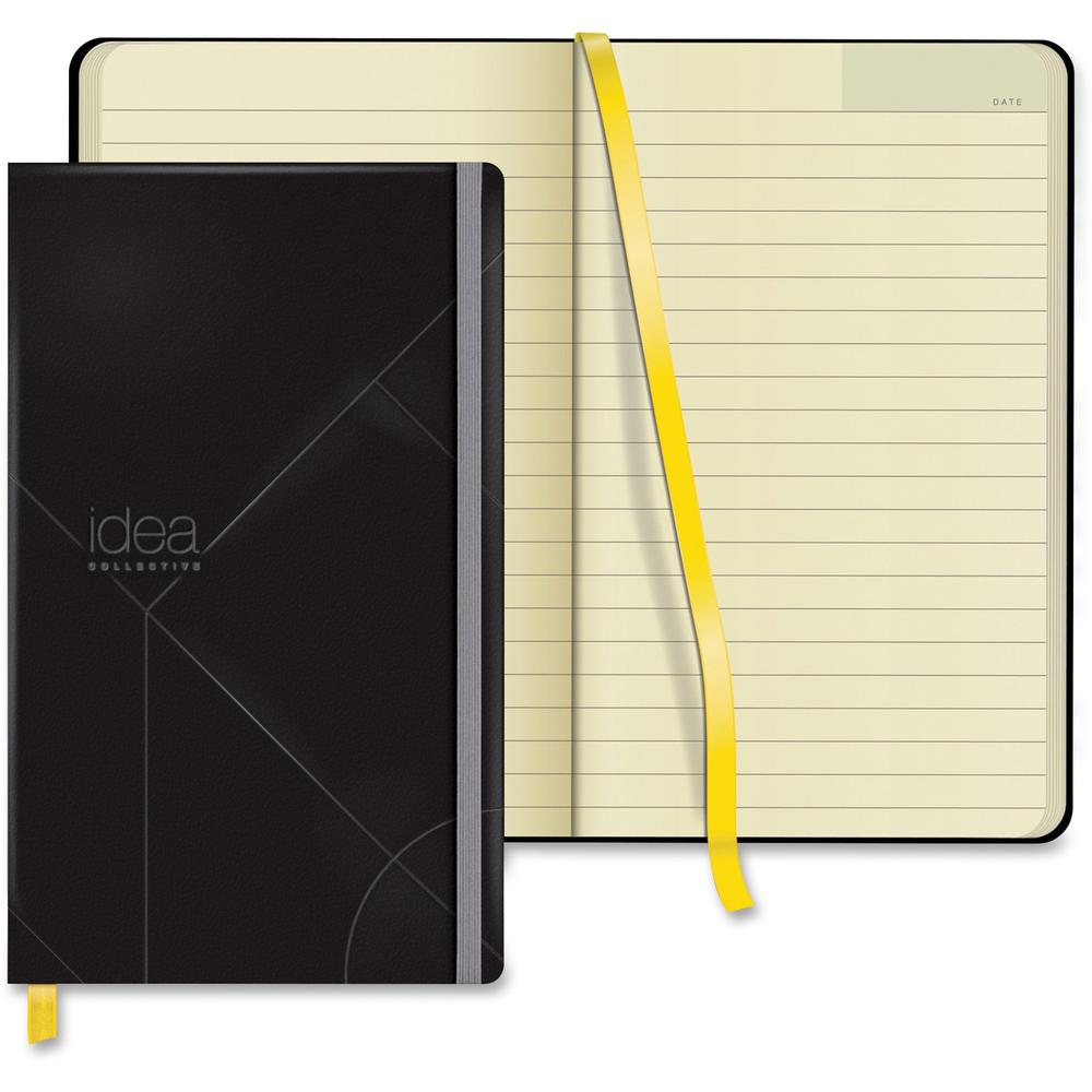 TOPS Idea Collective Wide-ruled Journal - 240 Sheets - Book Bound - 8 1/4" x 5" - 0.63" x 5" x 8.3" - Cream Paper - Black Cover - Durable Cover, Elastic Band, Acid-free - 1 Each. Picture 1
