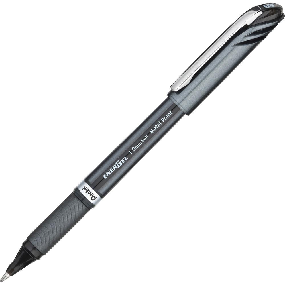 EnerGel EnerGel NV Liquid Gel Pens - Black Ink - Gel-based - Gray Barrel - Metal Tip - 1 Dozen. Picture 1