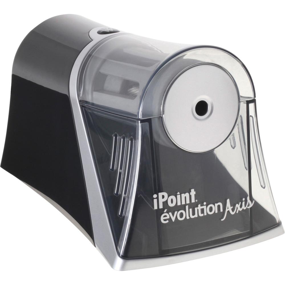 Westcott iPoint Evolution Axis Single Hole Sharpener - Desktop - 1 Hole(s) - Helical - 4.5" Height x 7" Width x 4.3" Depth - Silver - 1 Each. Picture 1