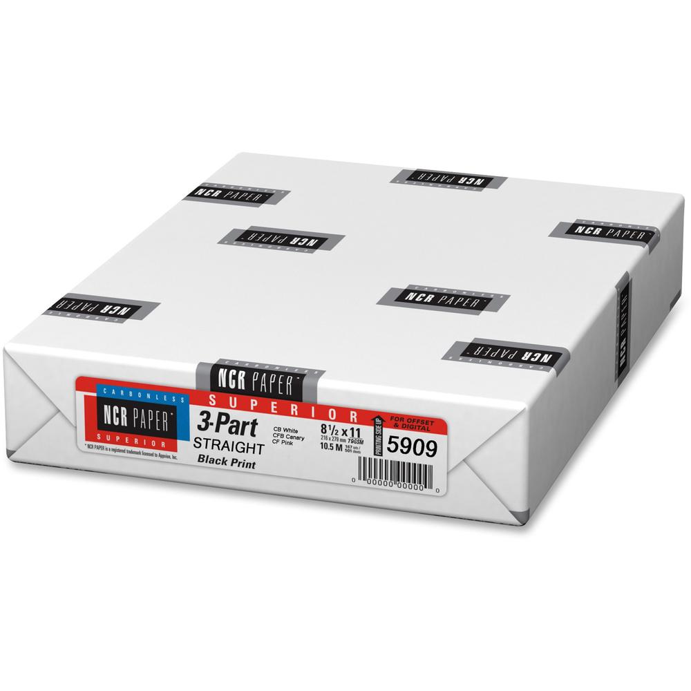 NCR Paper Superior 3-part Straight Carbonless Paper - White - 92 Brightness - Letter - 8 1/2" x 11" - 500 / Pack - Heavyweight - White, Canary, Pink. Picture 1