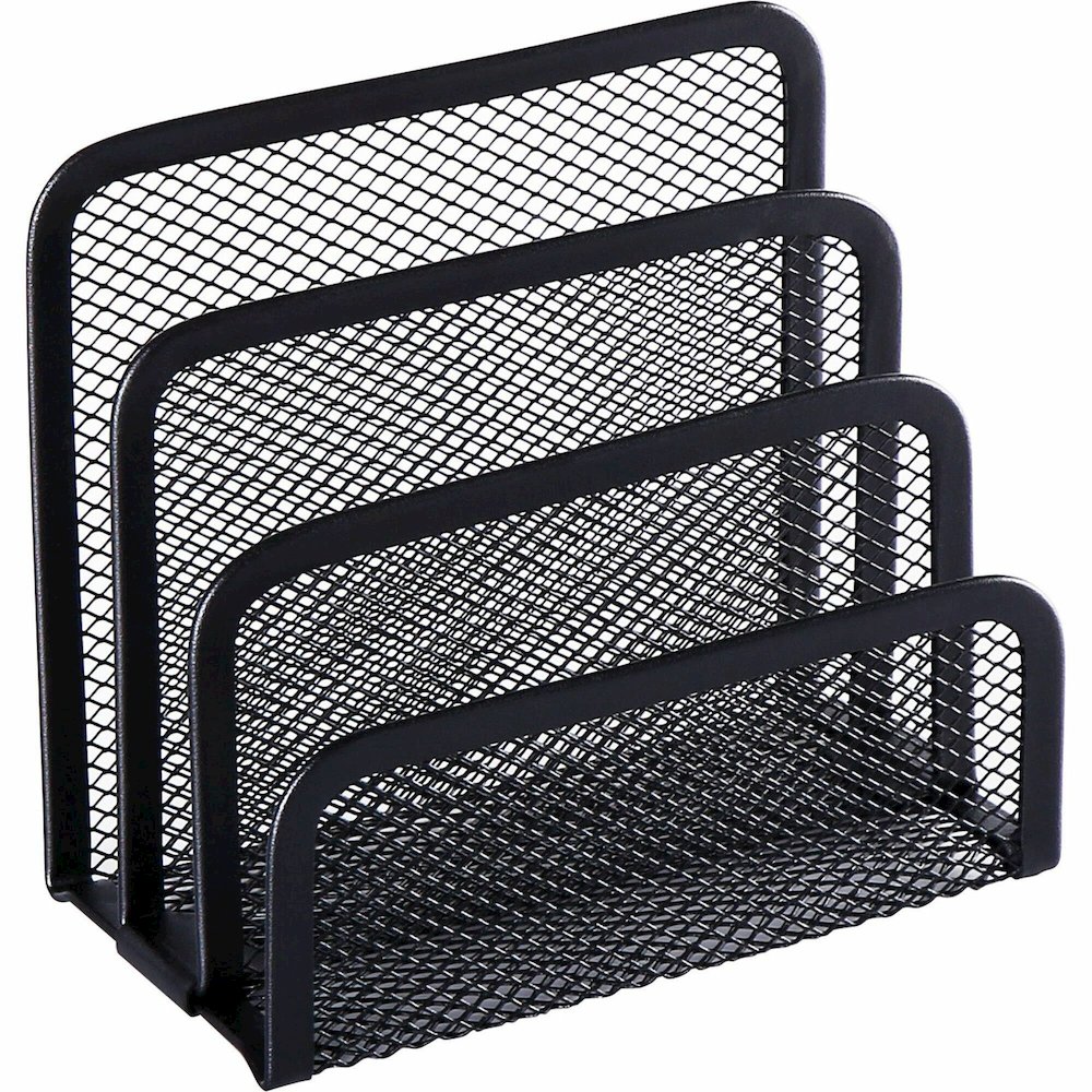 Lorell Mesh Vertical Desktop File Sorter - 4 Divider(s) - 5.63" Height x 5.25" Width x 3.13" Depth - Black - Steel - 1 Each. Picture 1