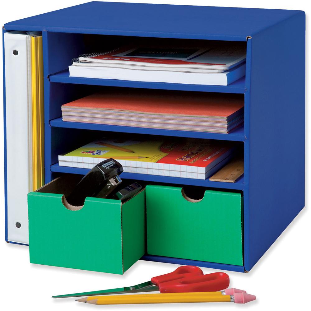 Classroom Keepers Management Center - 4 Compartment(s) - 2 Drawer(s) - Drawer Size 3.50" x 4.88" - 12.4" Height x 13.5" Width x 12.4" Depth - 80% Recycled - Blue - 1 Each. Picture 1