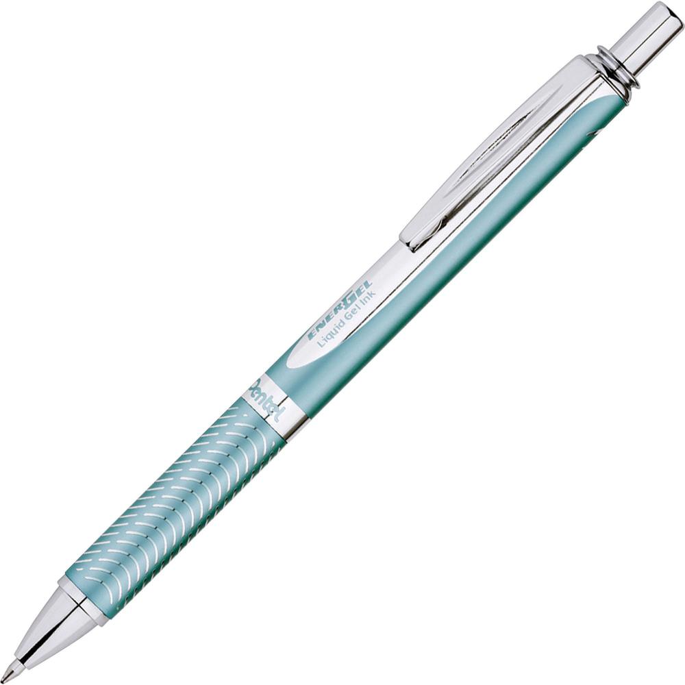 EnerGel EnerGel Alloy Retractable Gel Pens - Medium Pen Point - 0.7 mm Pen Point Size - Refillable - Retractable - Black Gel-based Ink - Aqua Marine Aluminum Alloy Barrel - Stainless Steel Tip - 1 Eac. Picture 1
