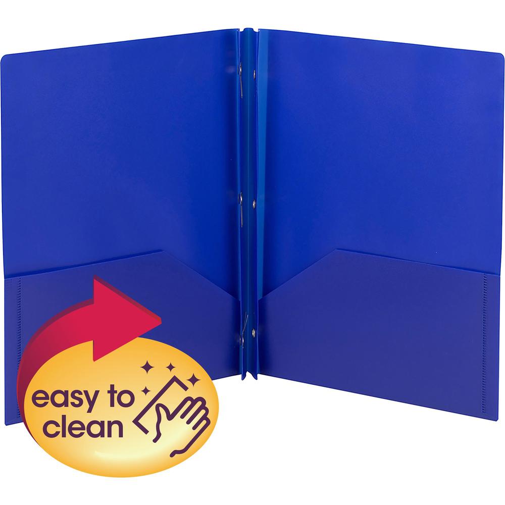 Smead Letter Pocket Folder - 8 1/2" x 11" - 50 Sheet Capacity - 2 Pocket(s) - Polypropylene - Blue - 25 / Box. Picture 1