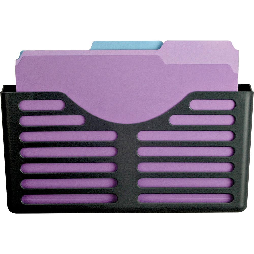 Lorell Cubicle Pocket File - 30% Recycled - Black - Plastic - 1 Each. Picture 1