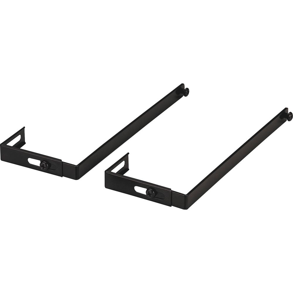 Lorell Partition Hangers - 7" Size - Metal - Black - 1 / Pair. Picture 1