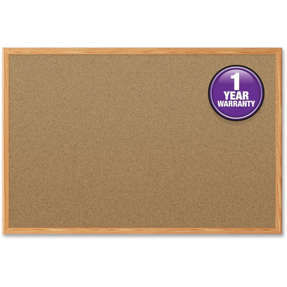 Mead Classic Cork Bulletin Board - 48" Height x 36" Width - Natural Cork Surface - Self-healing - Oak Aluminum Frame - 1 Each. Picture 1