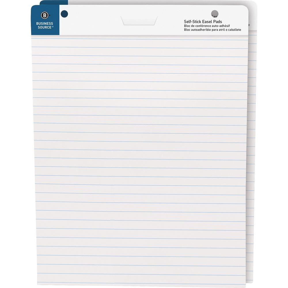 Business Source 25"x30" Lined Self-stick Easel Pads - 30 Sheets - 25" x 30" Sheet Size - White Paper - Cardboard Cover - Self-stick - 2 / Carton. Picture 1