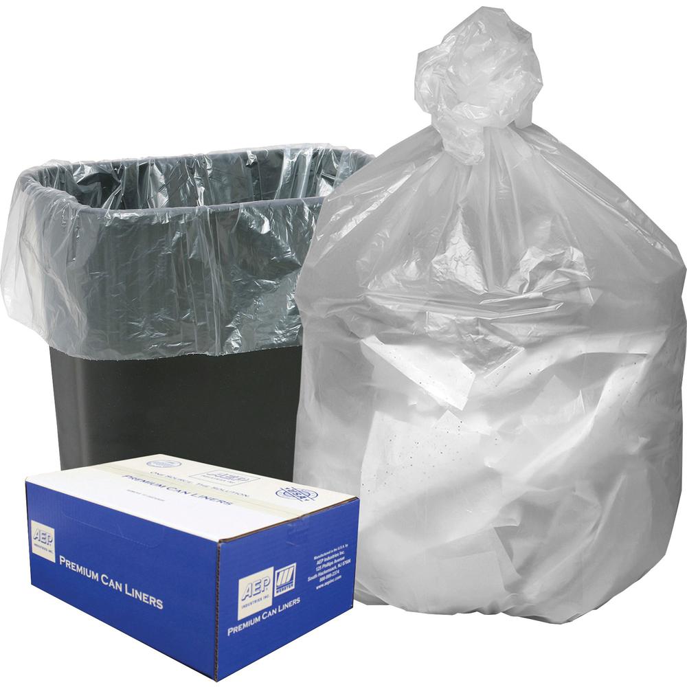Berry High Density Commercial Can Liners - Small Size - 10 gal Capacity - 24" Length x 24" Width x 0.31 mil (8 Micron) Thickness - High Density - Natural - Resin - Garbage - 1000 / Carton. Picture 1
