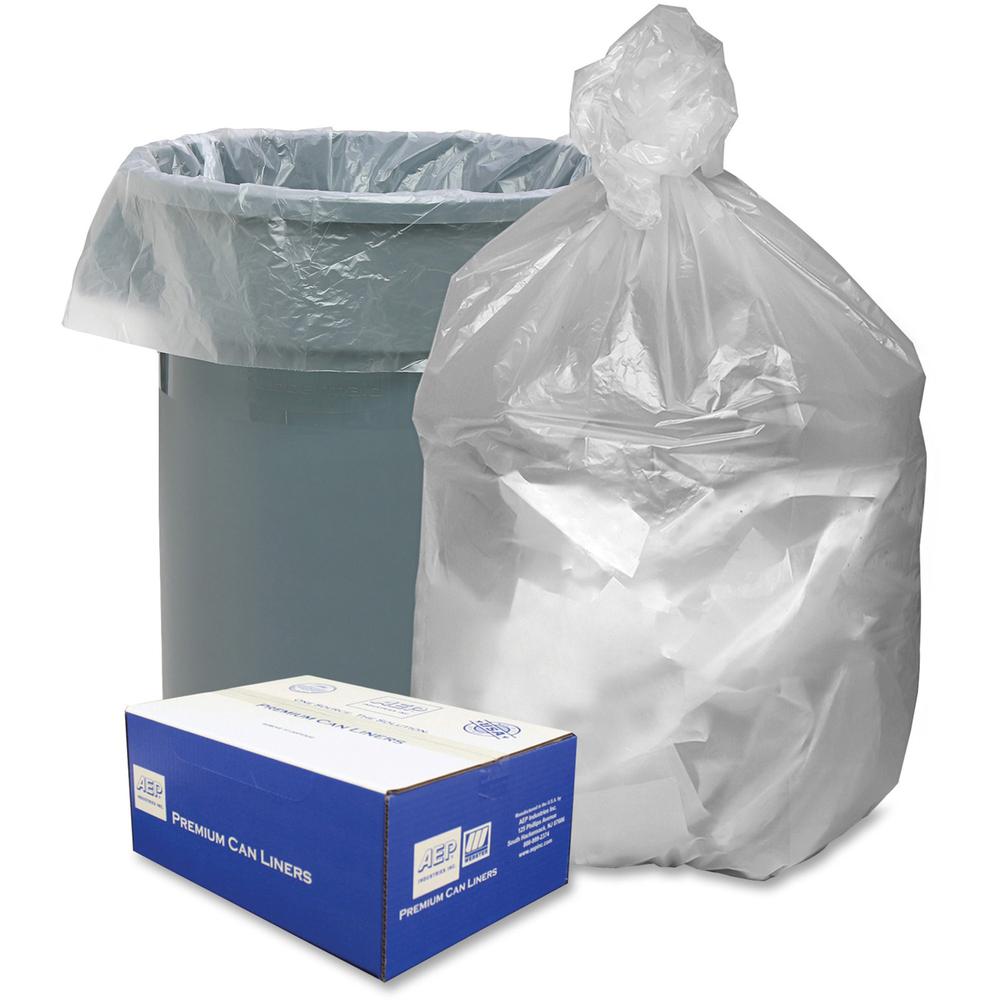 Berry High Density Commercial Can Liners - Medium Size - 30 gal Capacity - 37" Length x 30" Width x 0.31 mil (8 Micron) Thickness - High Density - Natural - Resin - Garbage - 500 / Carton. Picture 1