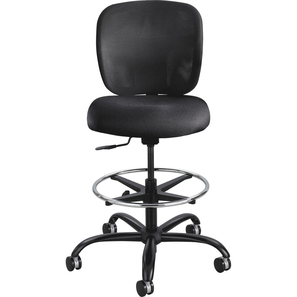 Safco Vue Heavy-duty Stool - Black Seat Color - Fabric Seat Material - Black Back Color - Mesh Back Material - 5-star Base - Black - 1 Each. Picture 1