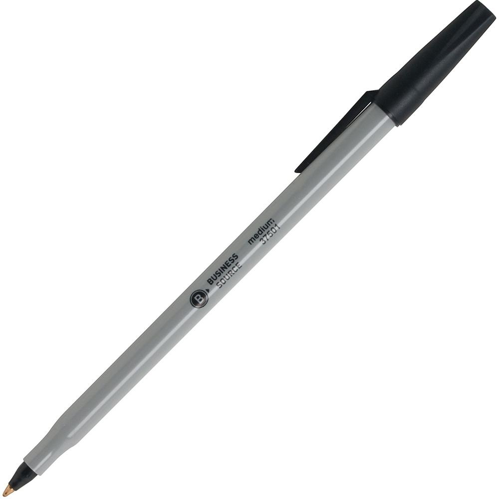 Business Source Bulk Pack Ballpoint Stick Pens - Black Ink - Tungsten Carbide Tip - 60 / Box. Picture 1