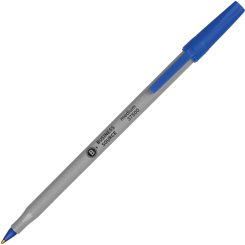 Business Source Bulk Pack Ballpoint Stick Pens - Blue Ink - Tungsten Carbide Tip - 60 / Box. Picture 1
