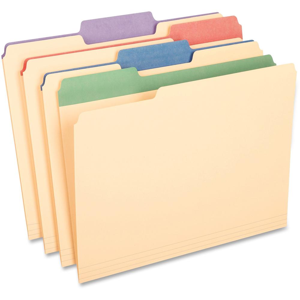 Pendaflex 1/3 Tab Cut Letter Recycled Top Tab File Folder - 8 1/2" x 11" - 225 Sheet Capacity - 3/4" Expansion - Assorted - 10% Recycled - 50 / Box. Picture 1