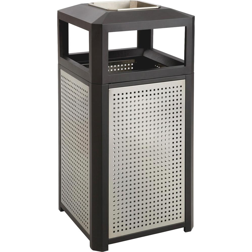 Safco Evos Series Steel Trash Can - 38 gal Capacity - Steel, Plastic - Black, Gray - 1 Each. Picture 1