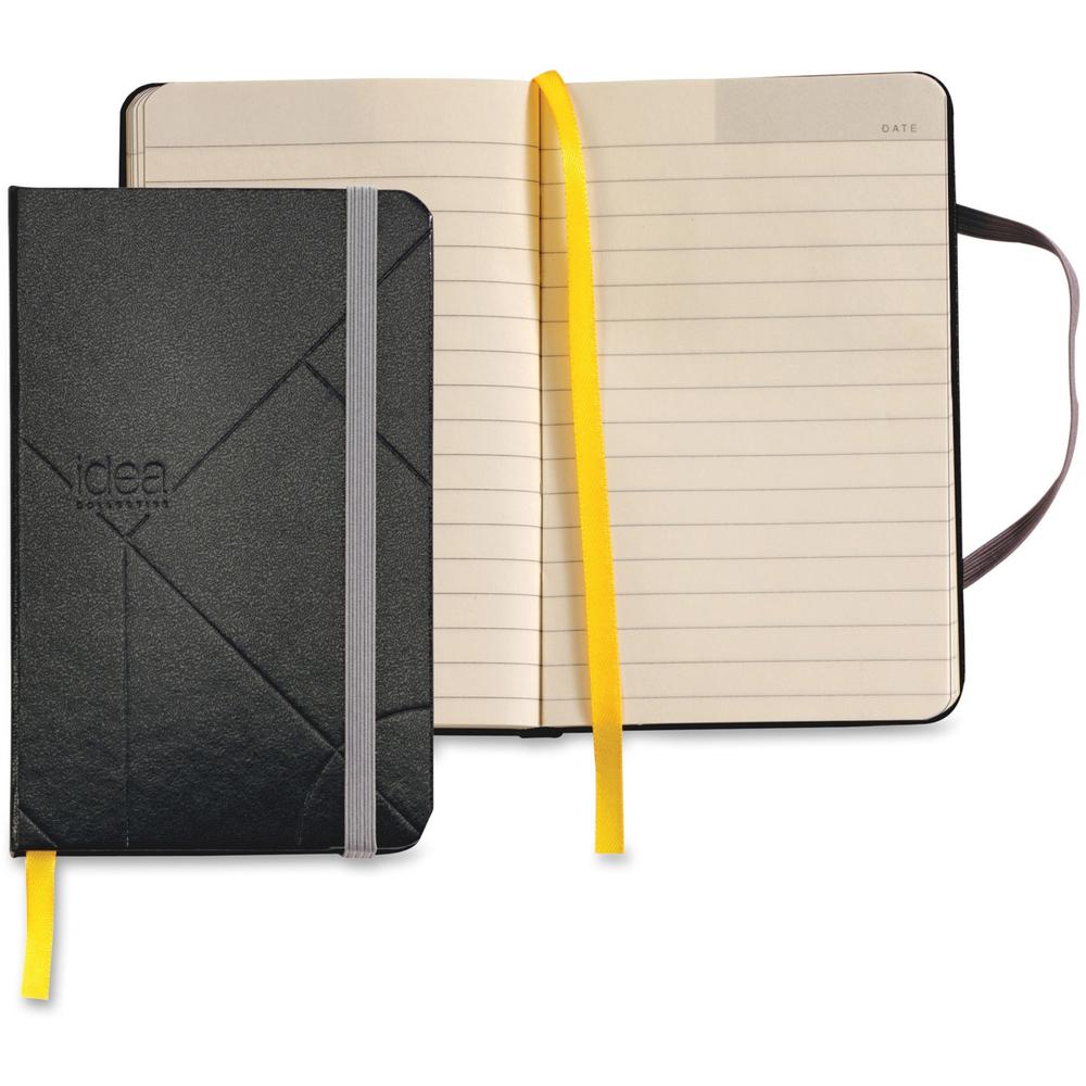 TOPS Idea Collective Mini Hardbound Journal - 96 Sheets - Case Bound - 3 1/2" x 5 1/2" - Cream Paper - Black Cover - Durable Cover, Acid-free, Pocket, Flexible Cover, Bookmark, Elastic Closure, Archiv. Picture 1
