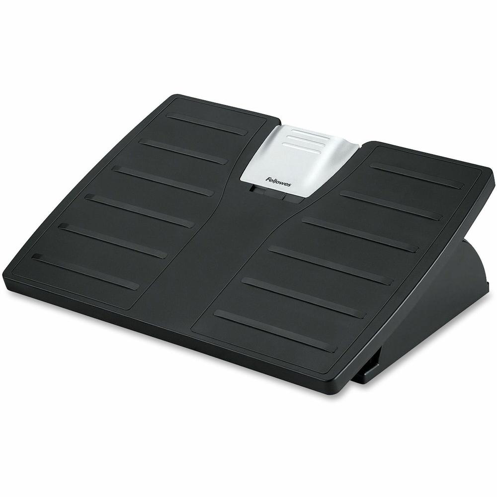 Fellowes Office Suites&trade; Adjustable Footrest - 30&deg; Tilt - Black, Silver - 1 Each. Picture 1