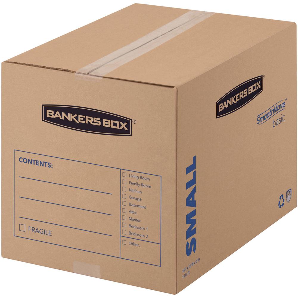 Fellowes SmoothMove Basic Moving Boxes - Internal Dimensions: 12" Width x 16" Depth x 12" Height - External Dimensions: 12.3" Width x 16.5" Depth x 12.6" Height - Heavy Duty - Corrugated - Kraft, Blac. Picture 1
