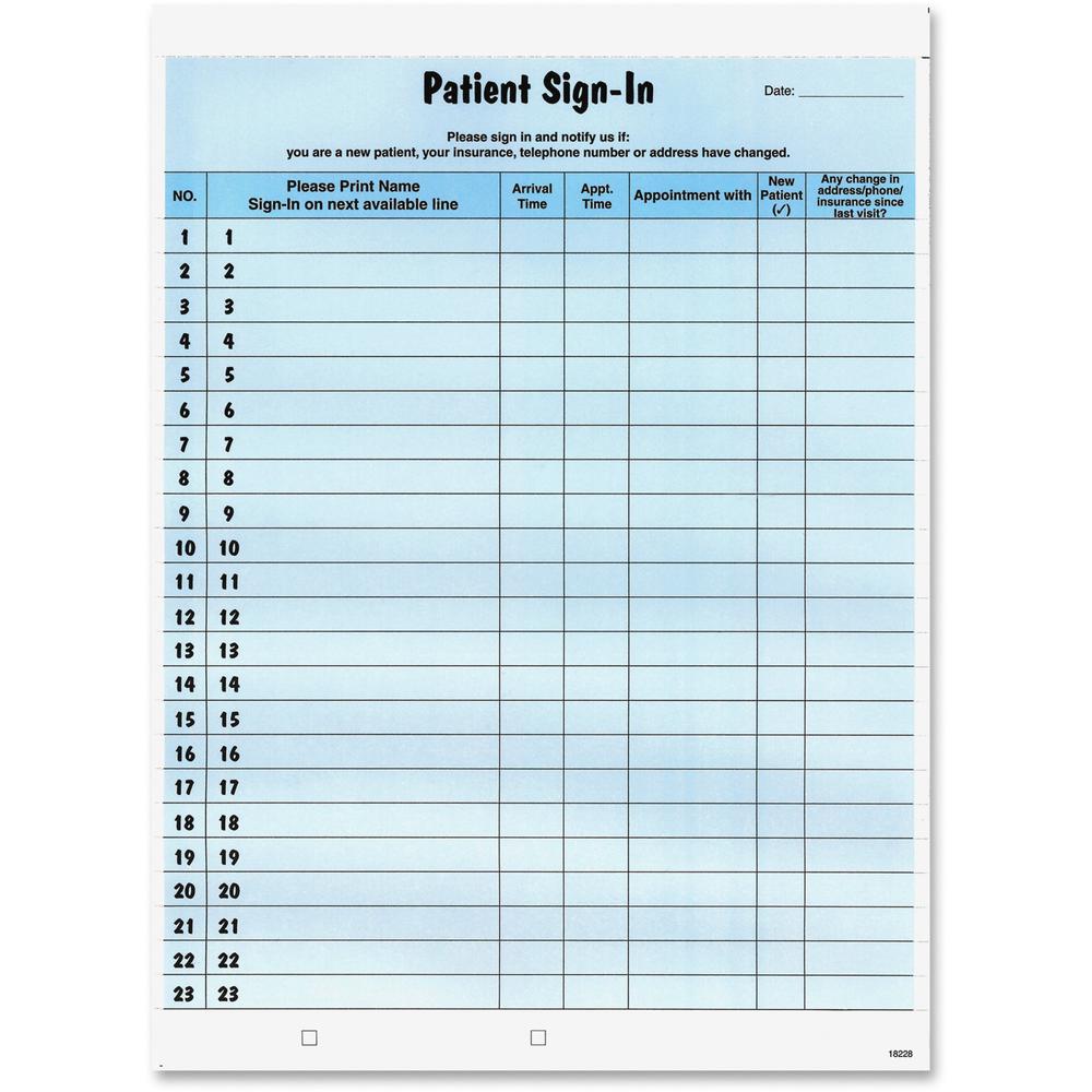 Tabbies Patient Sign-In Label Forms - 125 Sheet(s) - 8.50" x 11" Sheet Size - Blue - 125 / Pack. Picture 1