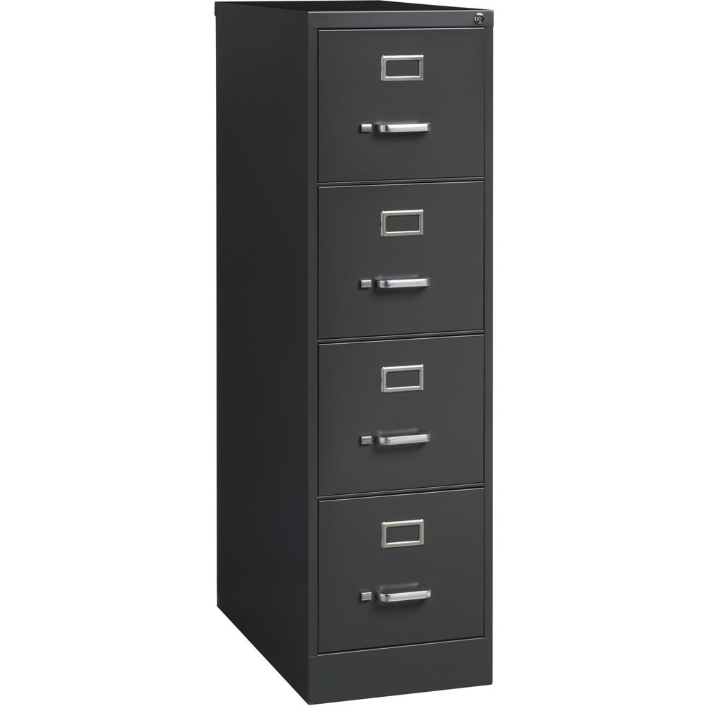 Lorell Fortress Series 26-1/2" Commercial-Grade Vertical File Cabinet - 15" Width x 26.5" Depth x 52" Height - 4 x Drawer(s) for File - Letter - Vertical - Drawer Extension, Security Lock, Label Holde. Picture 1